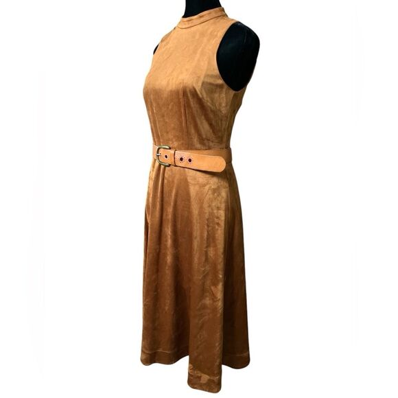 Antonio Melani Kinnon Faux Suede Dress Size 2 NWT Cognac Brown Fit & Flare - Picture 3 of 8